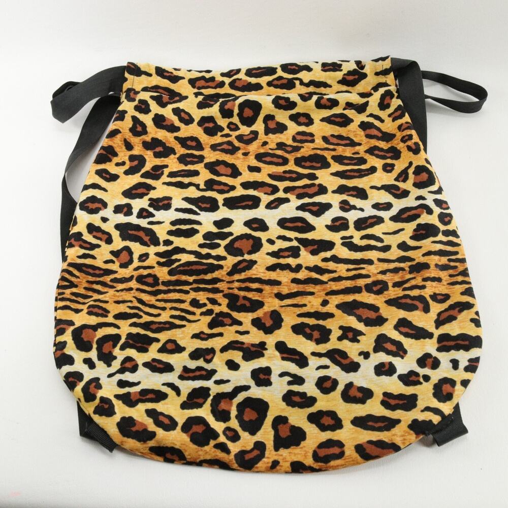 Handmade Leopard Drawstring Handbag Women Medium Pouch Purse Shoulder Bag